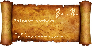 Zsingor Norbert névjegykártya